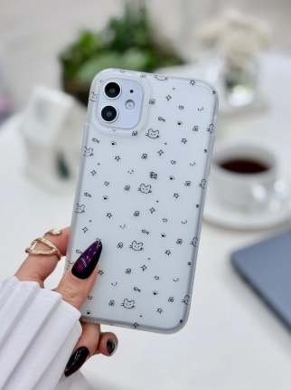 Iphone 11 Uyumlu Darbe Önleyici Parmak İzi Bırakmaz Mat Şeffaf Baskılı Silikon Kılıf