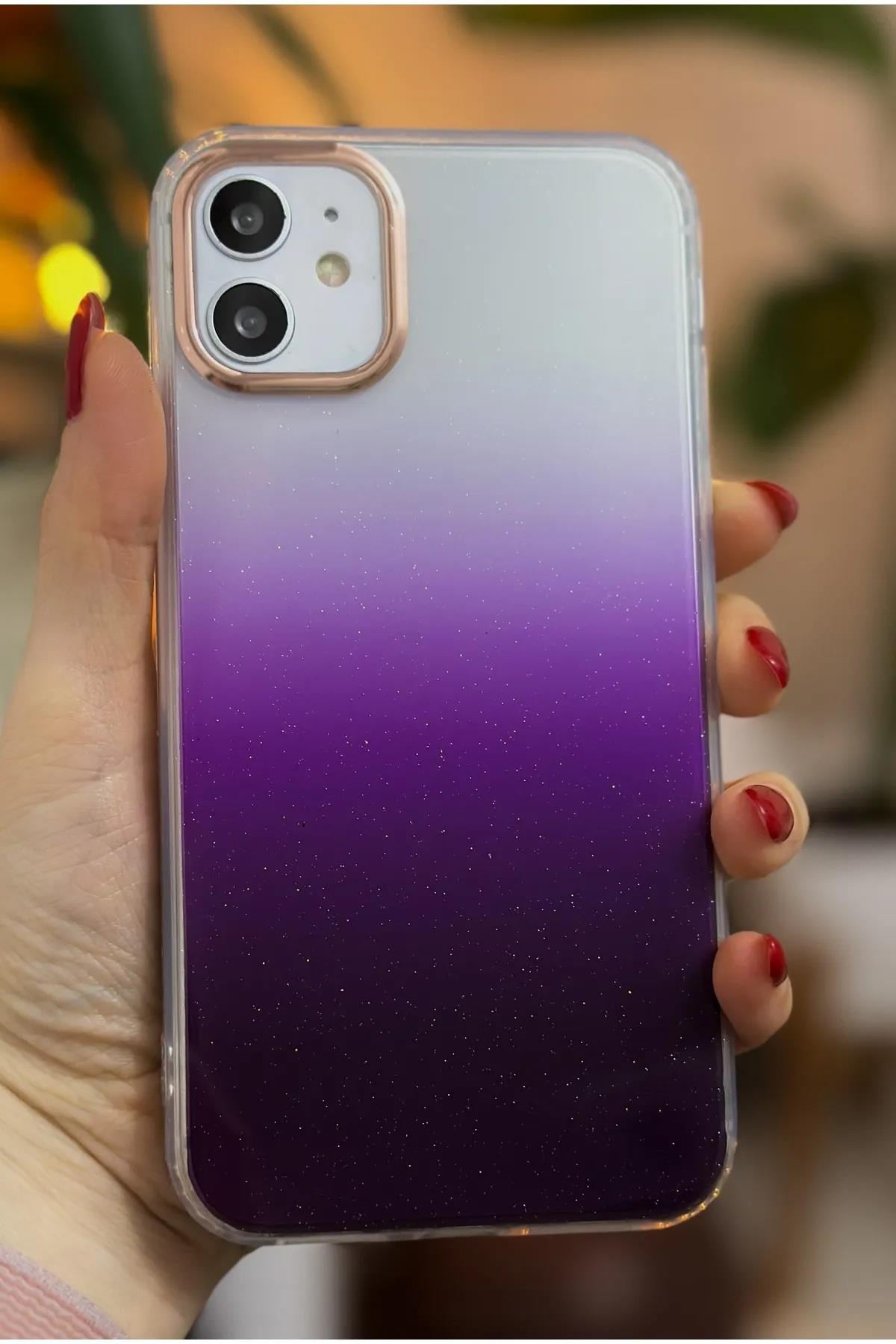 Iphone 11 Uyumlu Şeffaf Ombre Model Şeffaf Simli Silikon Kılıf