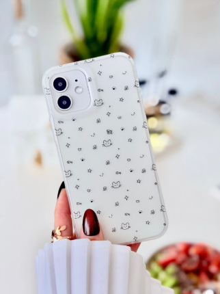 Iphone 12 ve 12 Pro Uyumlu Mat Baskı Yıldız Parmak İzi Bırakmaz Şeffaf Kılıf