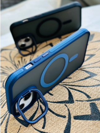 Iphone 15 - 14 - 13 Uyumlu Magsafe Özellikli Metal Kamera Çerçeveli Standlı Koruyucu Silikon Kılıf