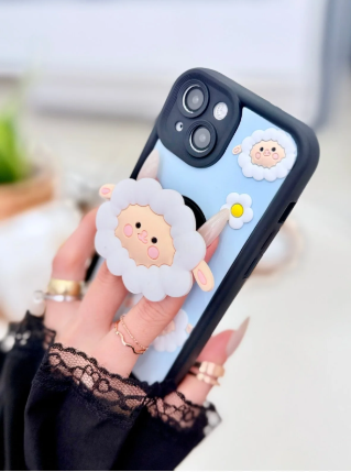 Iphone 15 Uyumlu Pop Socket Kuzu Tasarımlı Oyuncaklı Model Silikon Kılıf
