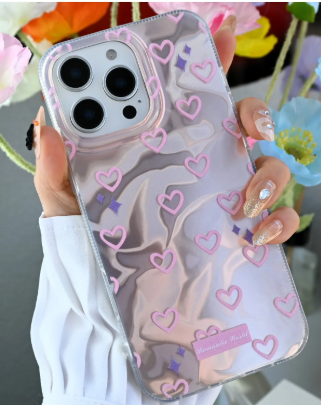 Iphone 16 Promax UYUMLU Shine Romantik Kalp Renk Geçişli Parlak Silikon Korumalı Kılıf