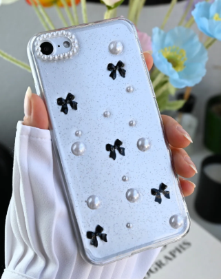 Iphone 7 - 8 - Se 2020 - Se 2022 Uyumlu İnci Kamera 3D Oyuncak Tasarımlı Esnek Silikon Kılıf