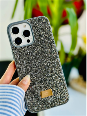  Iphone 14 Promax Uyumlu ELMAS Tasarımlı Taşlı Işıltılı Parlak Pırlanta Silikon Kılıf