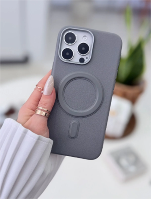  Iphone 14 Promax Uyumlu MAGSAFE Özellikli Parmak İzi Bırakmaz Deri Görünümlü Koruyucu Silikon Kılıf