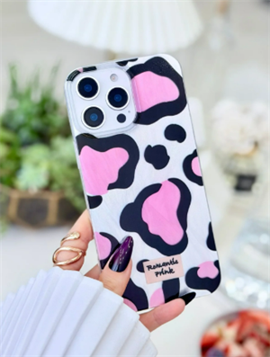  Iphone 14 Promax Uyumlu Shine Pembe Leopar Baskı Renk Geçişli Tasarımlı Silikon Kılıf