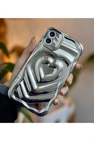 Apple Iphone 11 Uyumlu 3D Platin Kabartma Desenli Darbe Önleyici Kamera Korumalı Silikon Kılıf 11Platin, one size