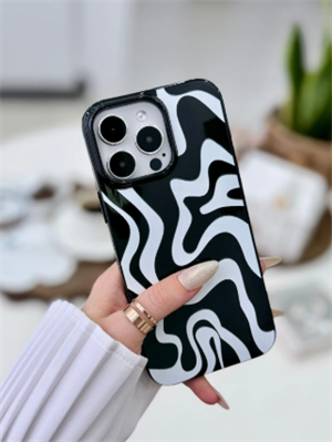 Iphone 14 Promax Uyumlu Baskı Siyah Beyaz Tasarımlı Esnek Silikon Koruyucu Kılıf