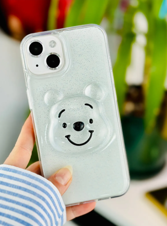  Apple Iphone 13 - 14 - 15 Uyumlu 3d Şeffaf Winnie Epoksili Silikon Telefon Kılıfı