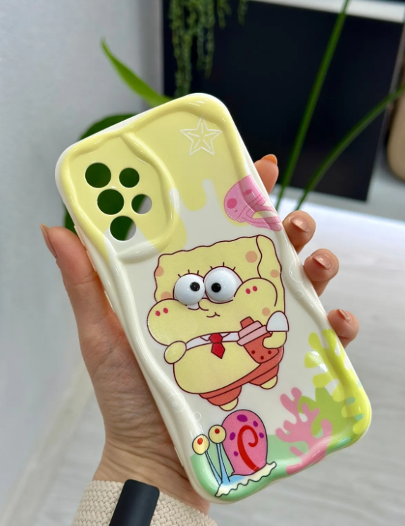  Galaxy A13 Uyumlu SÜNGER BOB Tasarımlı Oyuncaklı Silikon Kılıf