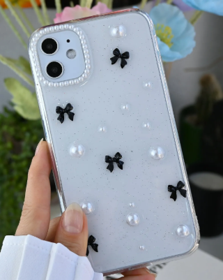  Iphone 11 Şeffaf İnci Kamera Epoksili Oyuncaklı Silikon Kılıf
