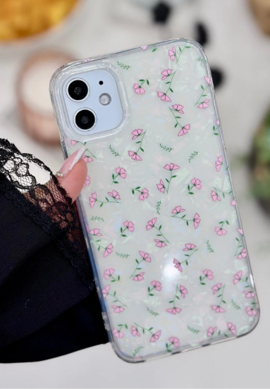  Iphone 11 Uyumlu 2in1 Hologramlı Çiçek Baskılı Silikon Kılıf