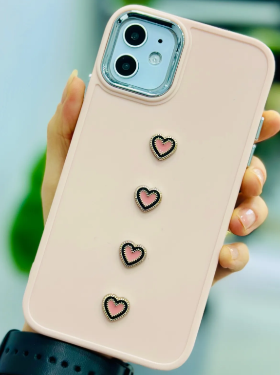  Iphone 11 Uyumlu 4 PEMBE KALP Tasarımlı Oyuncaklı Esnek Silikon Kılıf