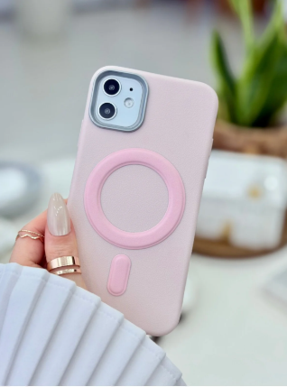  Iphone 11 Uyumlu MAGSAFE Özellikli Parmak İzi Bırakmaz Darbe Önleyici Deri Görünümlü Silikon Kılıf