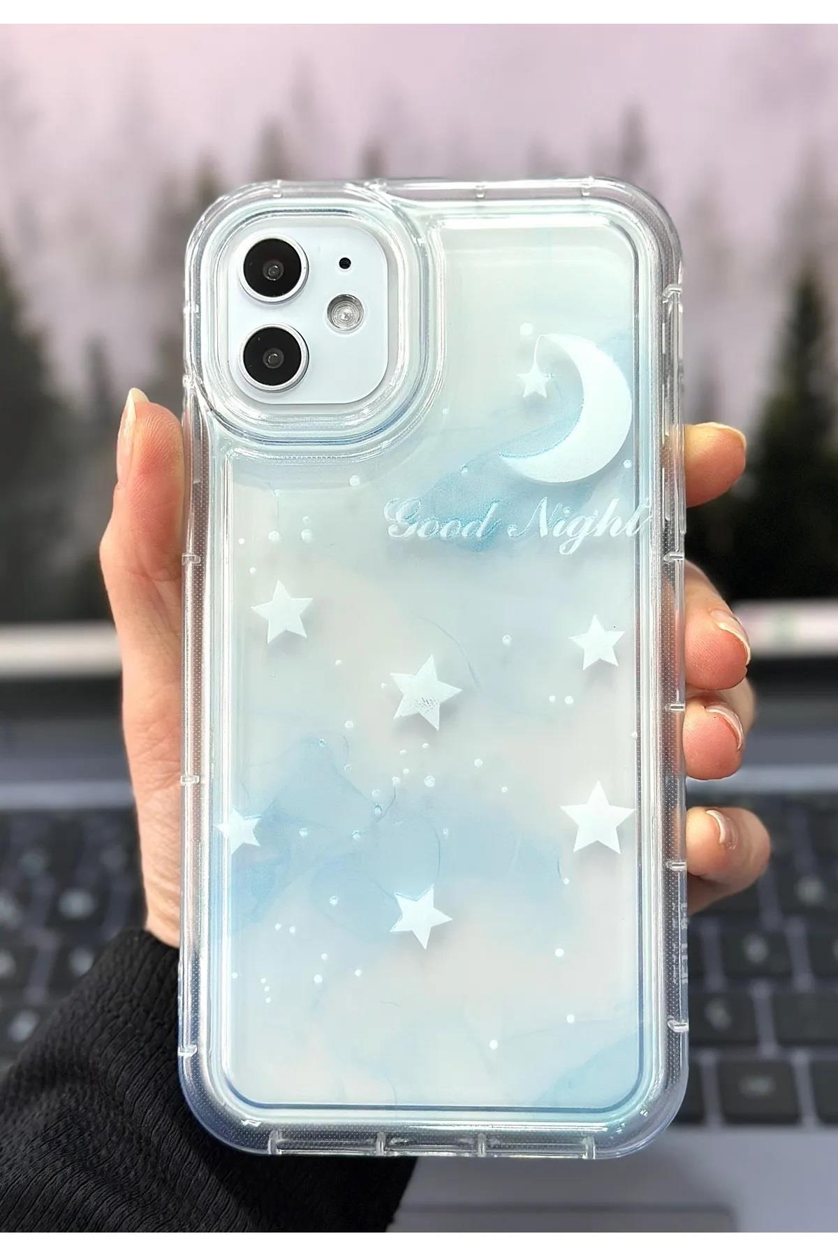  Iphone 11 Uyumlu MAVİ GOODNİGHT Dream ( 12 Görünümlü Köşeli ) Kamera Korumalı Kılıf