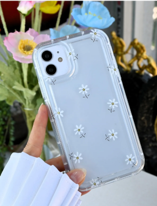  Iphone 11 Uyumlu Şeffaf Papatya Baskılı Koruyucu SİLİKON Kılıf