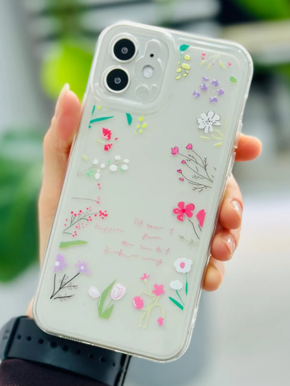  Iphone 12 Ve 12 Pro Birebir Uyumlu Kenar Çiçekler Baskı Desenli Esnek Silikon Kılıf