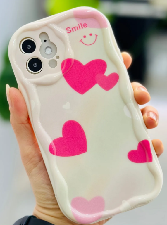  Iphone 12 Ve 12 Pro Birebir Uyumlu SMİLE KALP Baskı Desenli Esnek Silikon Kılıf