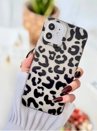  Iphone 12 ve 12 Pro Uyumlu Mat Baskı Leopar Parmak İzi Bırakmaz Şeffaf Kılıf