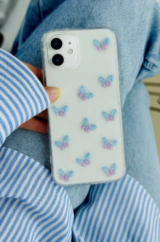  Iphone 12 ve 12 Pro Uyumlu Mini Kelebek Tasarım Oyuncaklı Esnek Silikon Kılıf