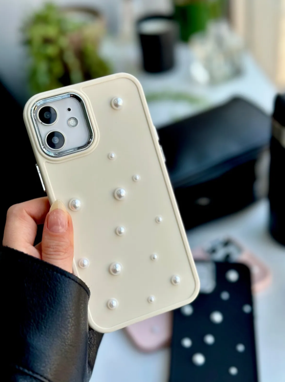  Iphone 12 ve 12 Pro Uyumlu Pearl Tasarım Oyuncaklı Esnek Silikon Kılıf