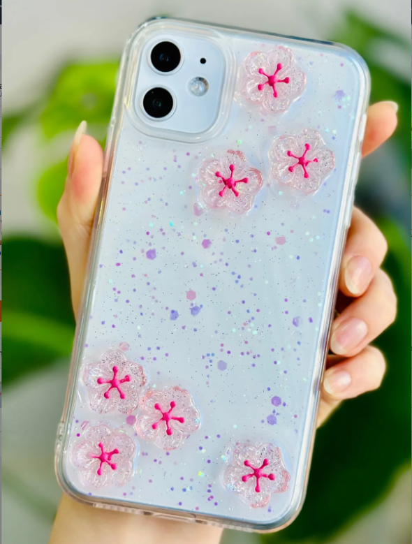  Iphone 12 ve 12 Pro Uyumlu Sakura Tasarım Oyuncaklı Esnek Silikon Kılıf