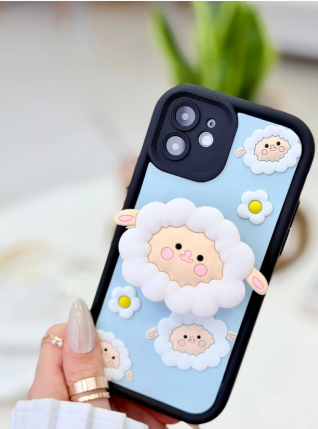  Iphone 12 ve Uyumlu Pop Socket Kuzu Tasarım Oyuncaklı Esnek Silikon Kılıf