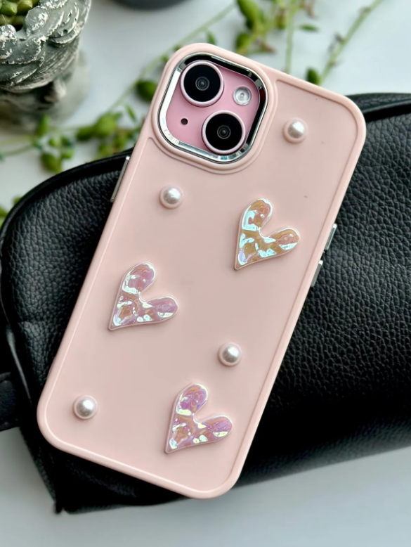  Iphone 13 - 14 ve 15 Uyumlu 3d Taş Kalp Oyuncak Tasarımlı Esnek Silikon Kılıf