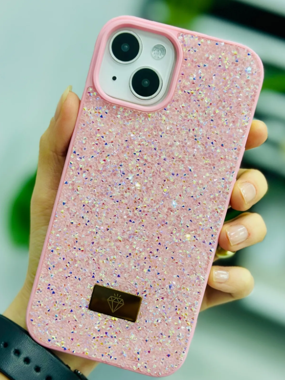  Iphone 13 - 14 ve 15 Uyumlu ELMAS Tasarımlı Taşlı Işıltılı Parlak Pırlanta Silikon Kılıf