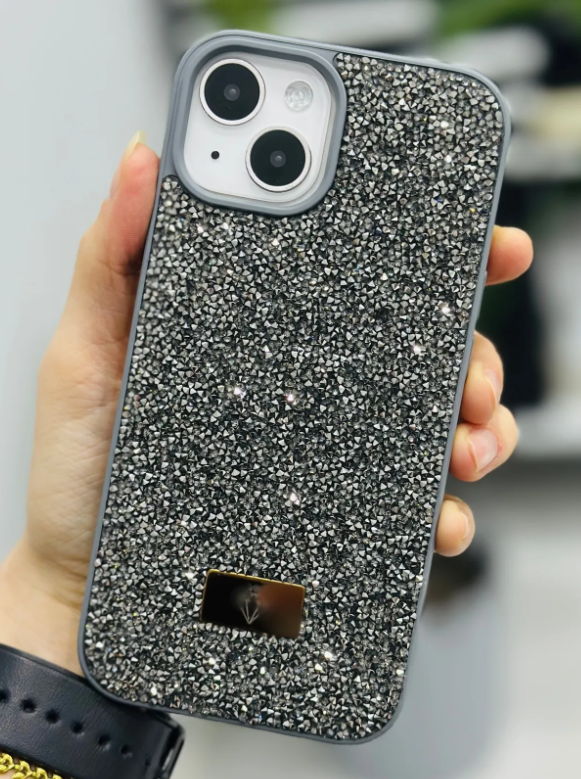  Iphone 13 - 14 ve 15 Uyumlu ELMASTasarımlı Taşlı Işıltılı Parlak Pırlanta Silikon Kılıf
