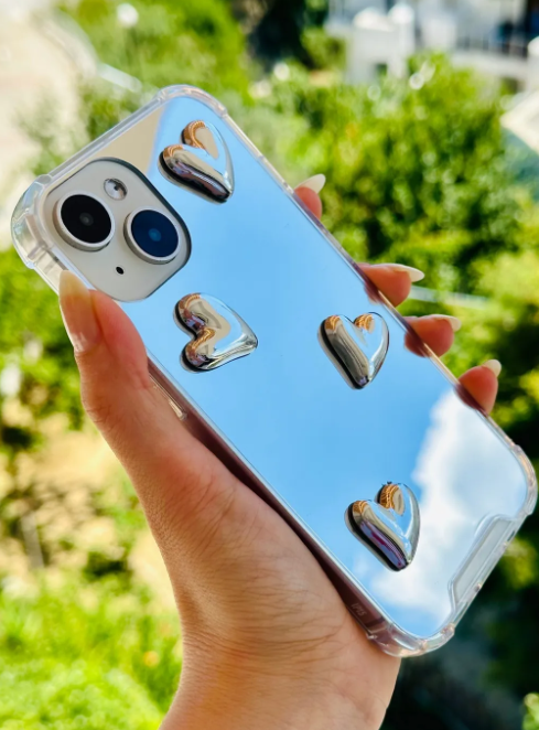  Iphone 14 Plus - 15 Plus Uyumlu Aynalı Tasarımlı Kenarları Silikon Kılıf