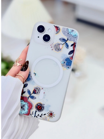  Iphone 14 Plus - 15 Plus Uyumlu Gerçek Magsafe Çiçek Özellikli Baskılı Silikon Kılıf Model Kodu: 15plusçiçeklimagsafe