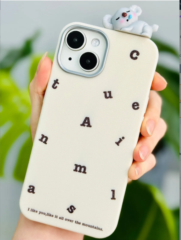  Iphone 14 Plus - 15 Plus Uyumlu Koala Tasarımlı Oyuncaklı Silikon Kılıf