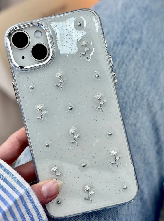  Iphone 14 Plus - 15 Plus Uyumlu Mini Gül Tasarımlı Oyuncaklı Silikon Kılıf