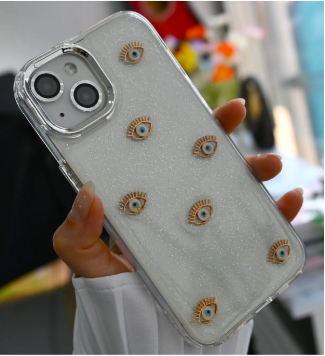  Iphone 14 Plus - 15 Plus Uyumlu Mini Nazar Tasarımlı Oyuncaklı Silikon Kılıf