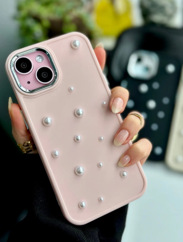  Iphone 14 Plus - 15 Plus Uyumlu Pearl Tasarımlı Oyuncaklı Silikon Kılıf