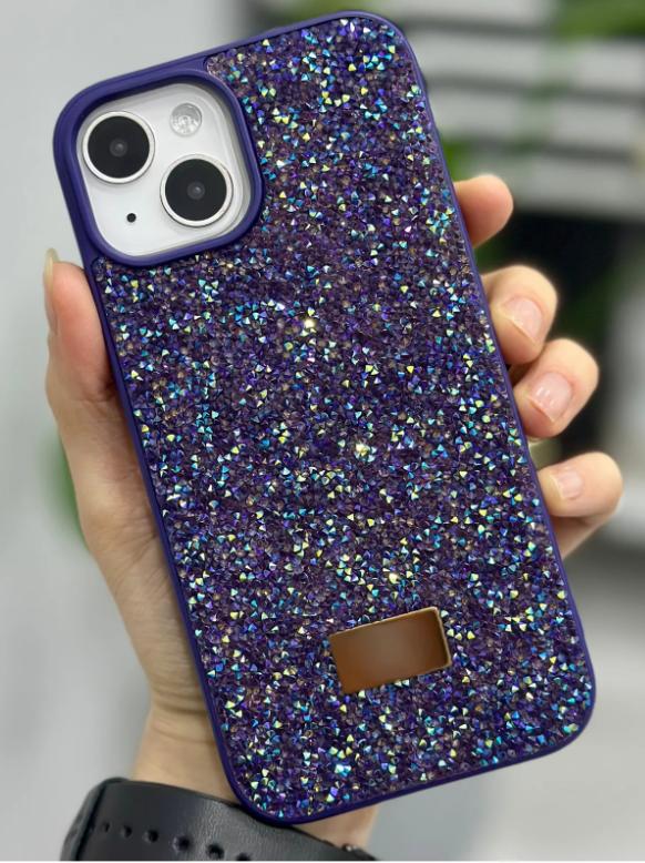  Iphone 14 Plus ve 15 Plus Uyumlu ELMAS Tasarımlı Taşlı Işıltılı Parlak Pırlanta Silikon Kılıf