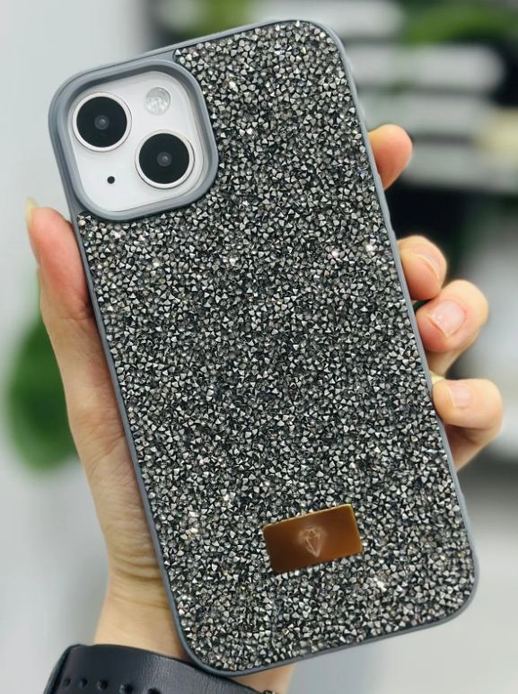  Iphone 14 Plus ve 15 Plus Uyumlu ELMAS Tasarımlı Taşlı Işıltılı Parlak Pırlanta Silikon Kılıf