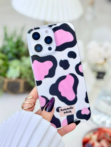  Iphone 14 Promax Uyumlu Shine Pembe Leopar Baskı Renk Geçişli Tasarımlı Silikon Kılıf