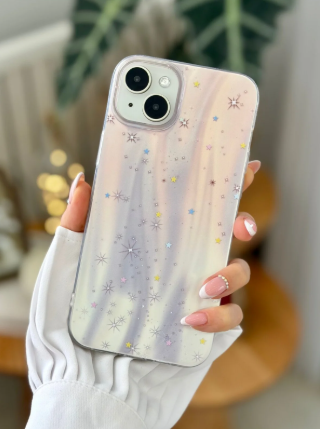  Iphone 15 - 14 - 13 Uyumlu Shine Yıldız Renk Geçişli Parlak Tasarımlı Silikon Kılıf