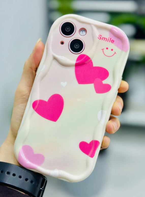  Iphone 15 Uyumlu SMİLE KALP Baskı Desenli Silikon Kılıf