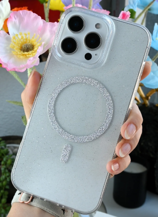  Iphone 16 Promax Uyumlu Glitter Magsafe Özellikli Işıltılı Simli Şeffaf Kılıf