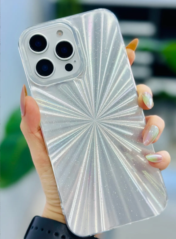  Iphone 16 Promax Uyumlu Gümüş Prizma Tasarımlı Silikon Kılıf