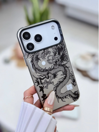  Iphone 17 Promax Uyumlu Parmak İzi Bırakmaz Baskı Desenli Metalik ELECTRO Silikon Kılıf