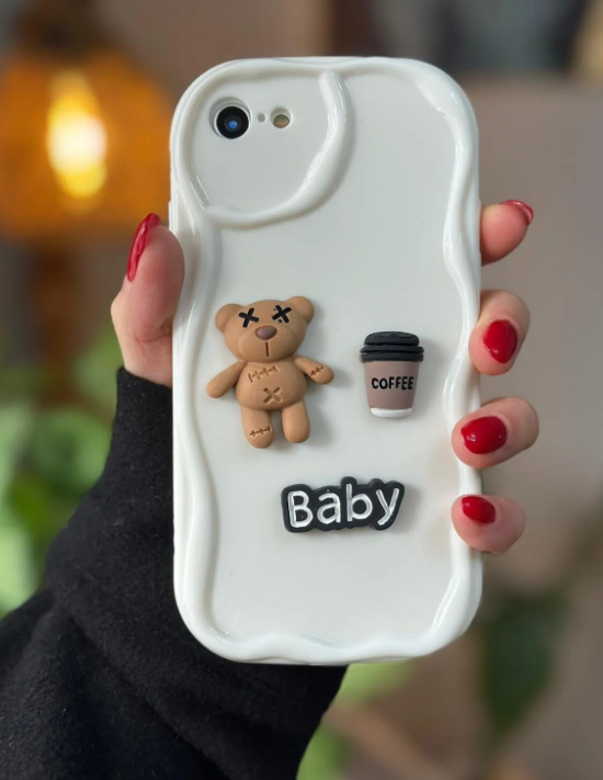  Iphone 6 - 6s Oyuncaklı Krem Baby Ayıcık Tasarımlı Silikon Kılıf
