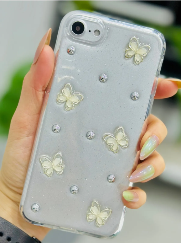 Iphone 7 - 8 - Se 2020 - Se 2022 Uyumlu İnci Kelebek Oyuncak Tasarımlı Silikon Kılıf