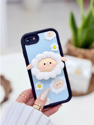  Iphone 7 - 8 - Se 2020 - Se 2022 Uyumlu Pop Socket Kuzu Oyuncak Tasarımlı Esnek Silikon Kılıf
