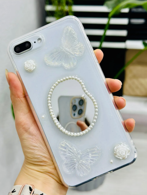  IPhone 7 Plus - 8 Plus Uyumlu Aynalı Kelebek Model Silikon Kılıf