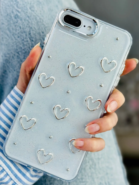  Iphone 7 Plus Ve 8 Plus Uyumlu 3d Metal Kalp Oyuncak Tasarımlı Epoksili Silikon Kılıf