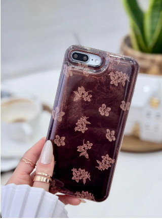  Iphone 7 Plus Ve 8 Plus Uyumlu Shine Kahve Çiçek Renk Geçişli Desenli Silikon Kılıf